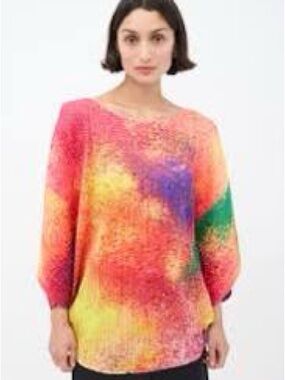 Choices Green and Coral Tie-Dye Top